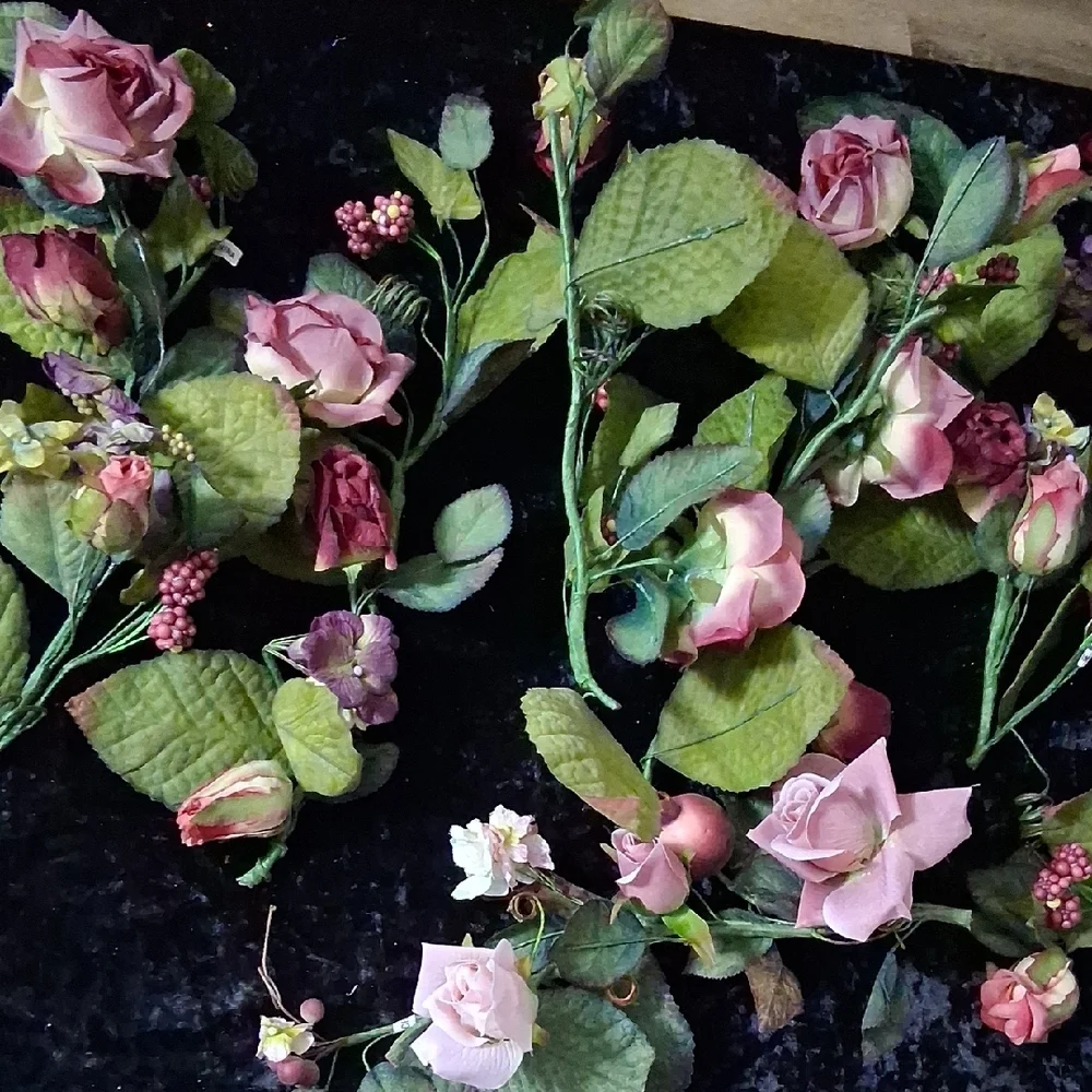 Lot of 12 Pink Rose Floral Garland Strands Faux Flower Wedding Decor 13.5